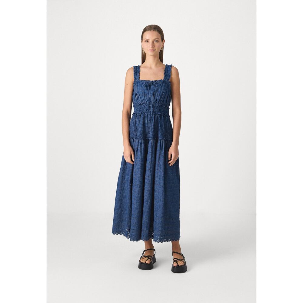 Gap x Doen Eyelet Denim Midi Dress - S - Picture 2 of 5